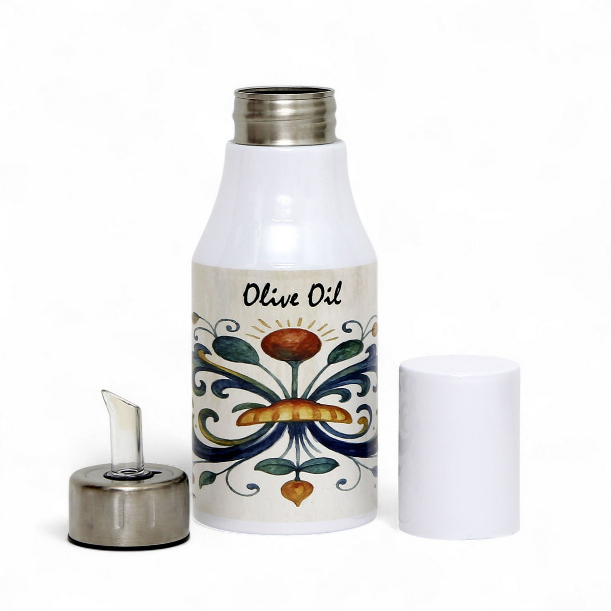 RICCO ITALIA DERUTA: Olive Oil Dispenser with non-drip pourer and dust cover cap - Ricco Italia Deruta design by Mario Bruno