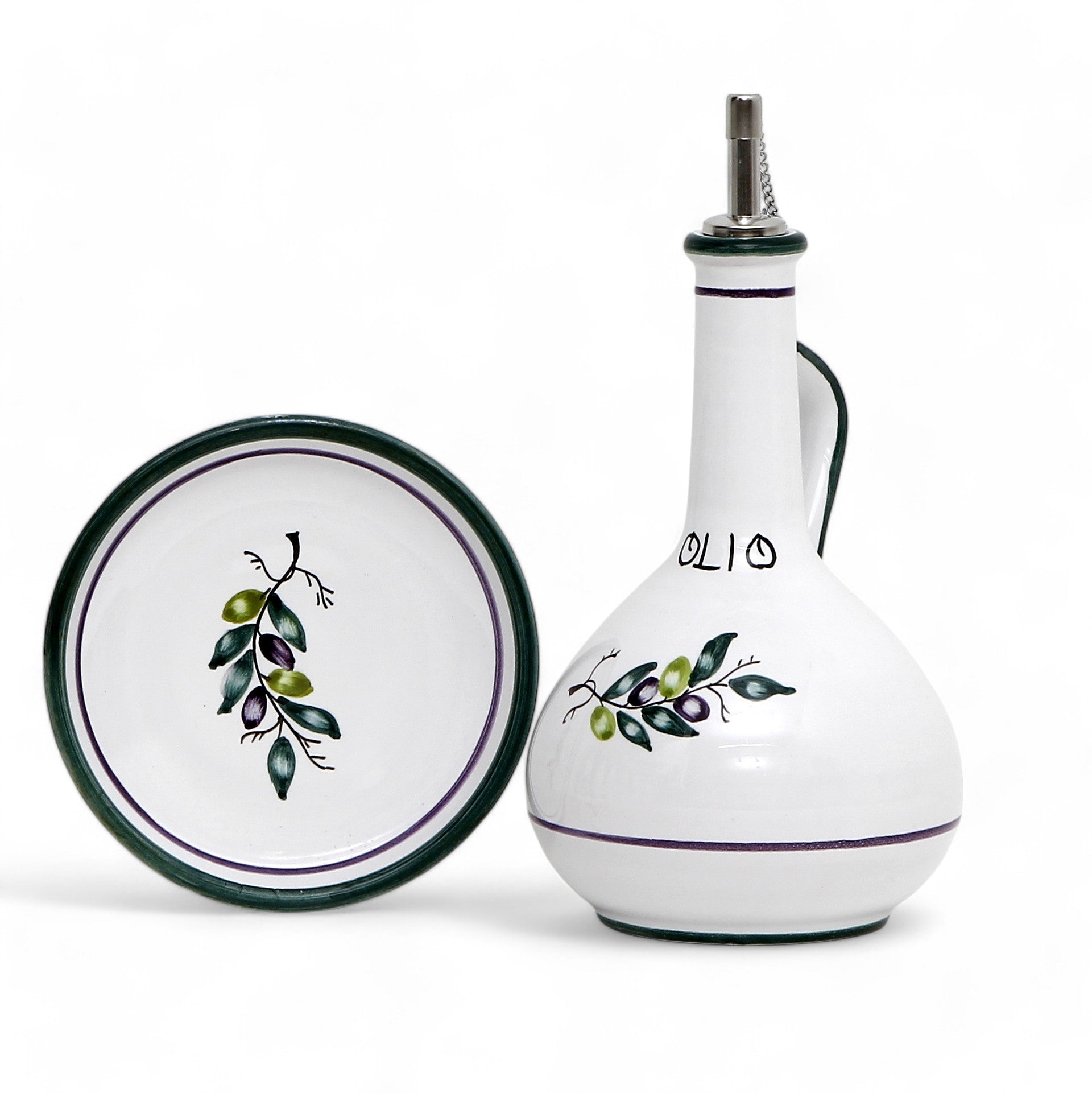 OLIVE: Olive Oil Bottle Dispenser Deluxe with Dipping Bowl Tray
