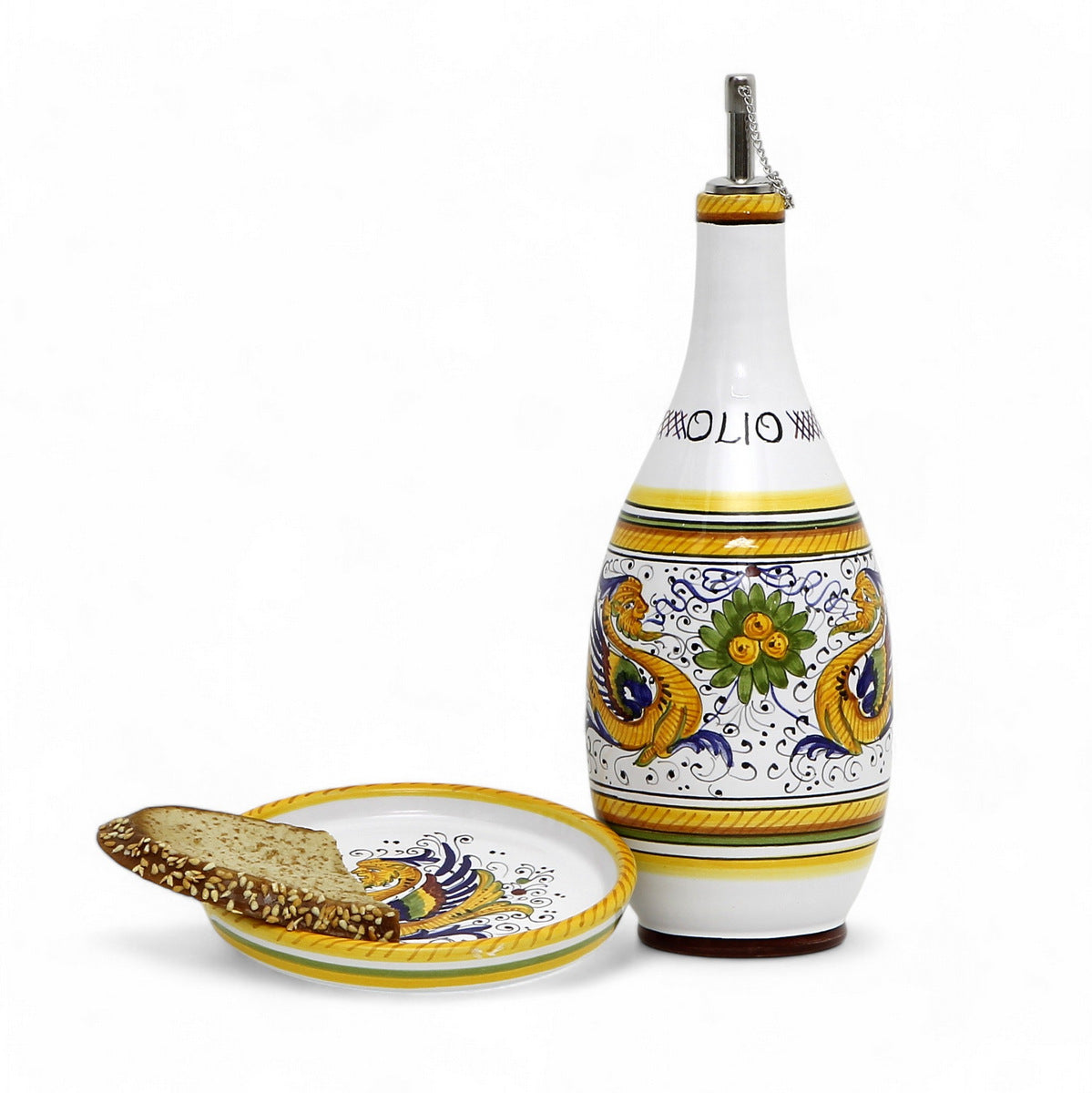 RAFFAELLESCO: Olive Oil Bottle Dispenser with Dipping Bowl/Tray