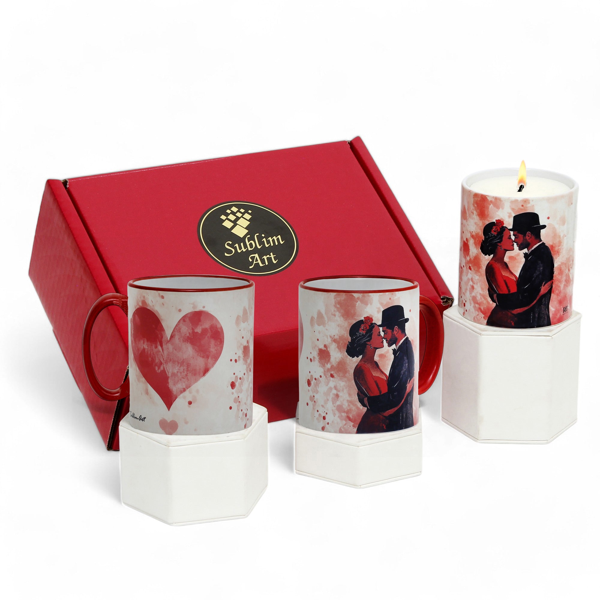 SUBLIMART: LOVE.ly Bundle &quot;Love&#39;s embrace knows no bounds&quot; (Set of 1 Candle + 2 Mugs)