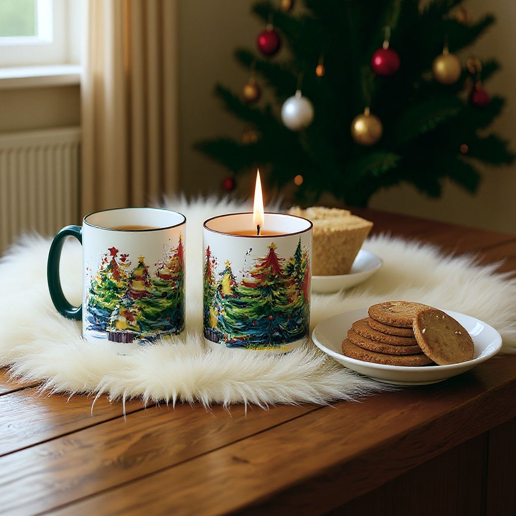 SUBLIMART: Designer Christmas Ceramic Deluxe Boxed Bundle - 2 Mugs (Red+Green)