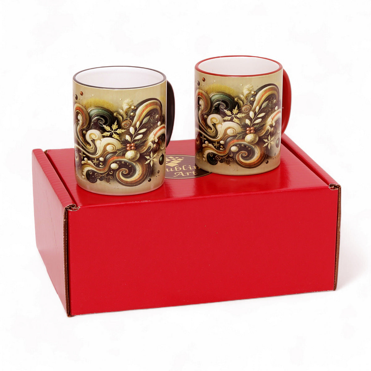 SUBLIMART: Christmas Boxed Bundle - 2 Mugs (Red+Green) – Fluid Wave Design by RC Designs (Pattern #01)