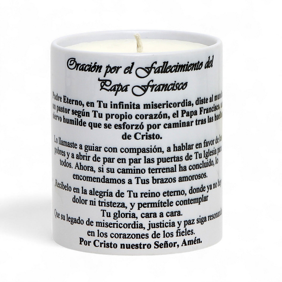 Pope Francis Prayer Candle – Porcelain Tumbler with Soy Wax & Passing Prayer