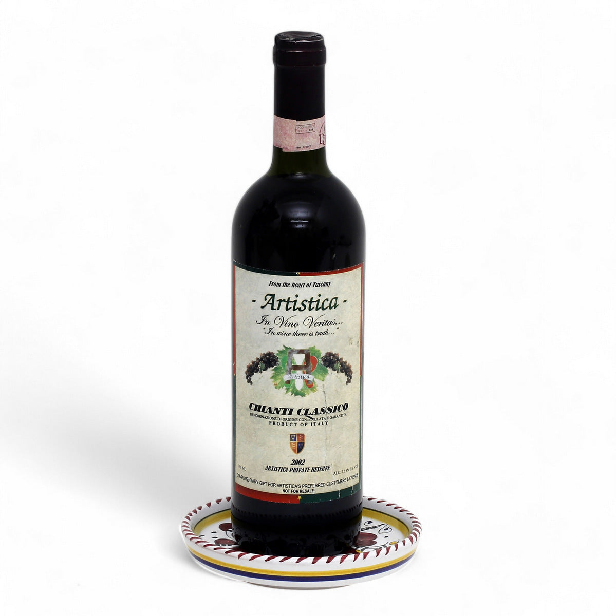 ORVIETO RED ROOSTER: Deruta Dipping Bowl/Coaster