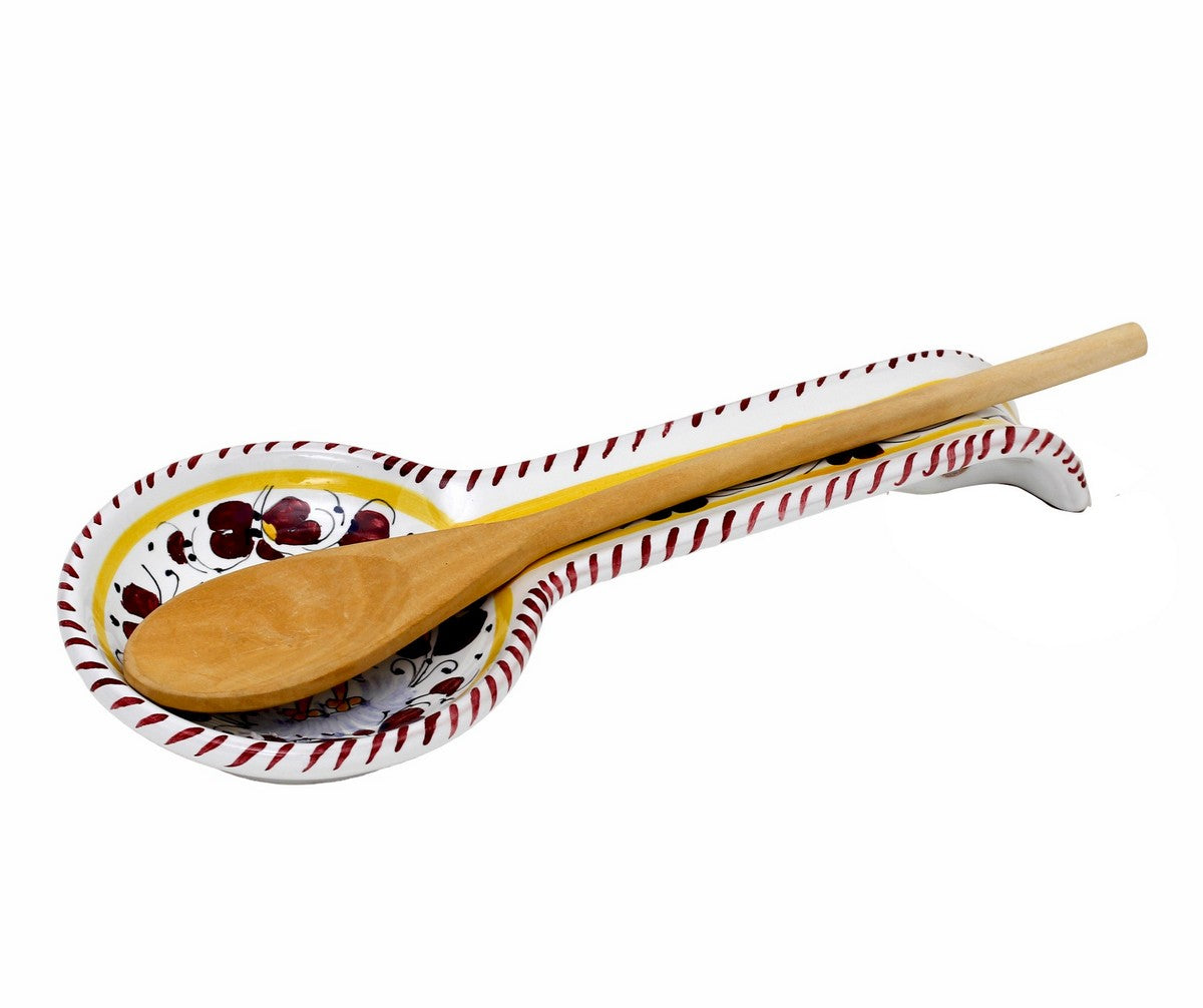 GIFT BOX: With authentic Deruta hand painted ceramic - ORVIETO RED ROOSTER: Spoon rest