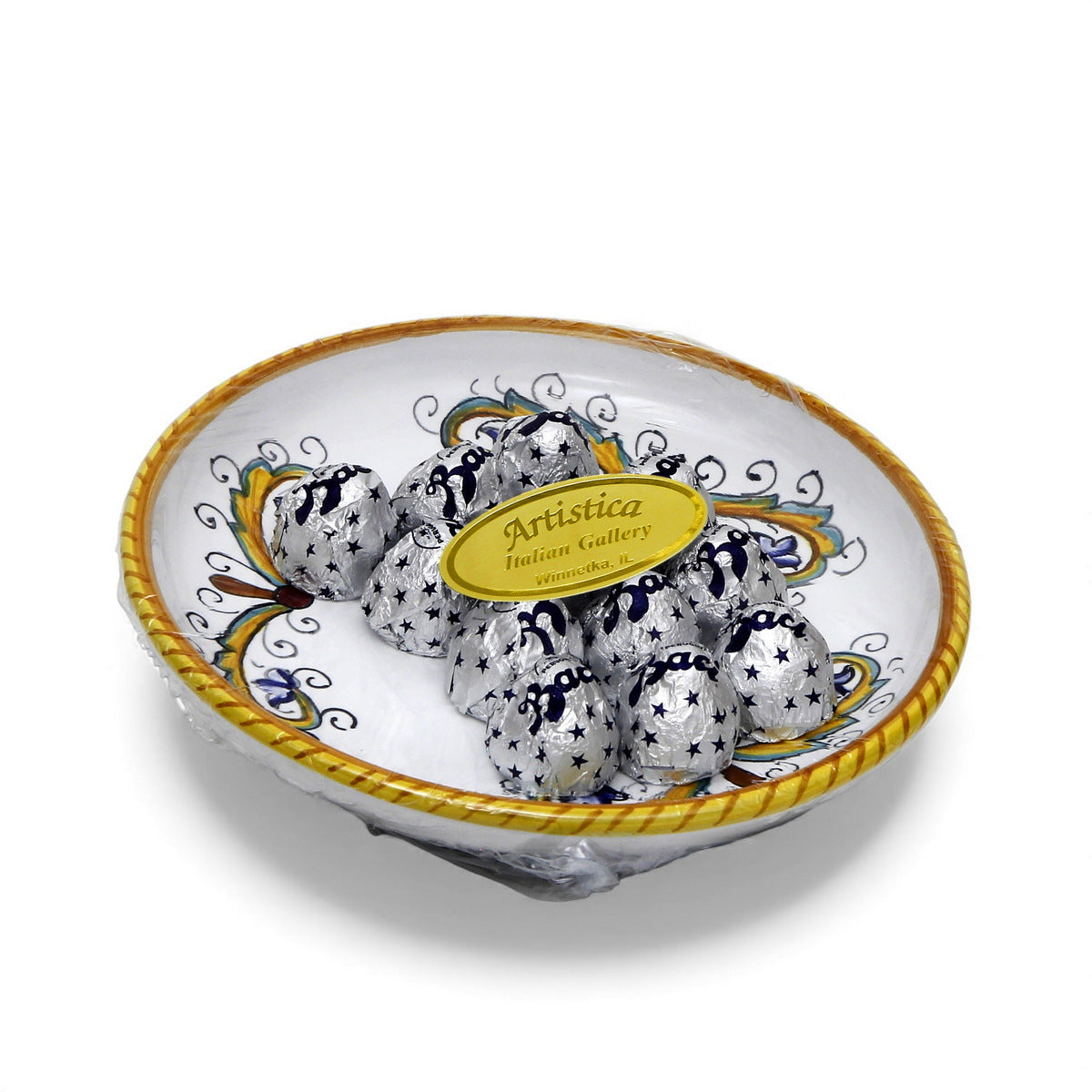 LOVE.ly: Deruta Small Round Multipurpose Bowl with 12 Baci Perugina - PERUGINO design