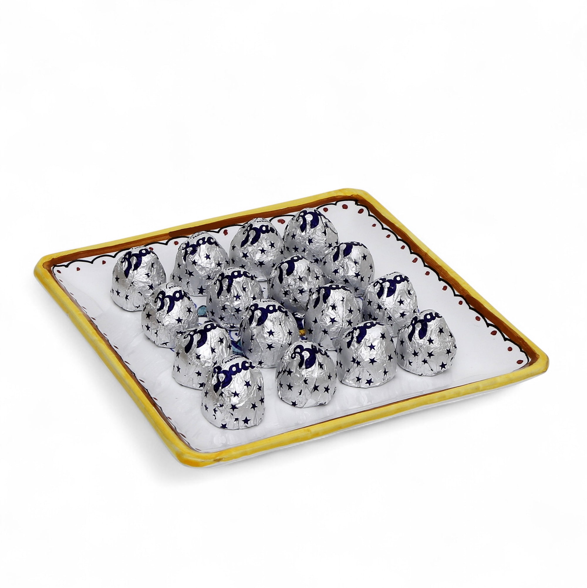 LOVE.ly: Deruta Square Multipurpose Tray with 12 Baci Perugina - RICCO DERUTA design