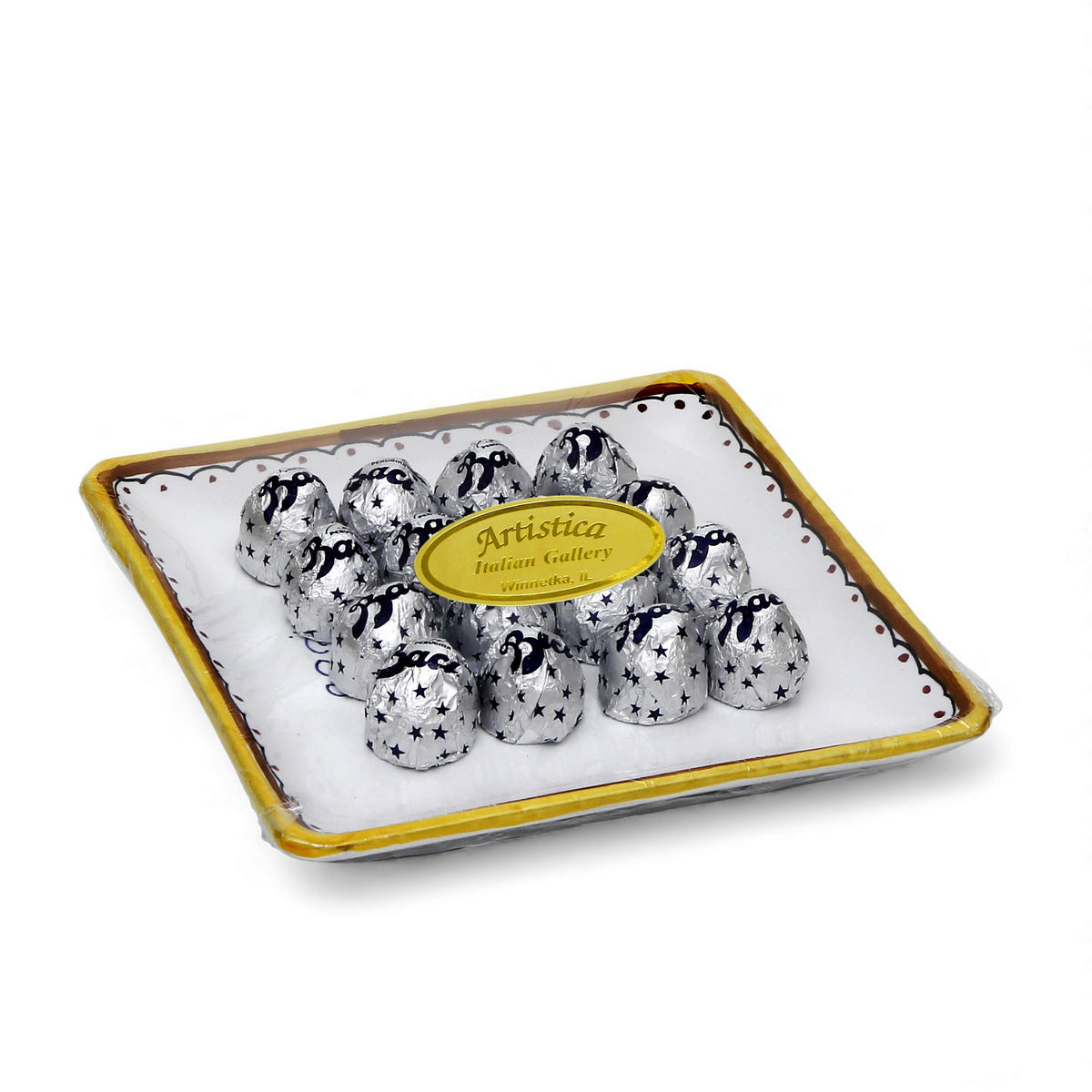 LOVE.ly: Deruta Square Multipurpose Tray with 12 Baci Perugina - RICCO DERUTA design