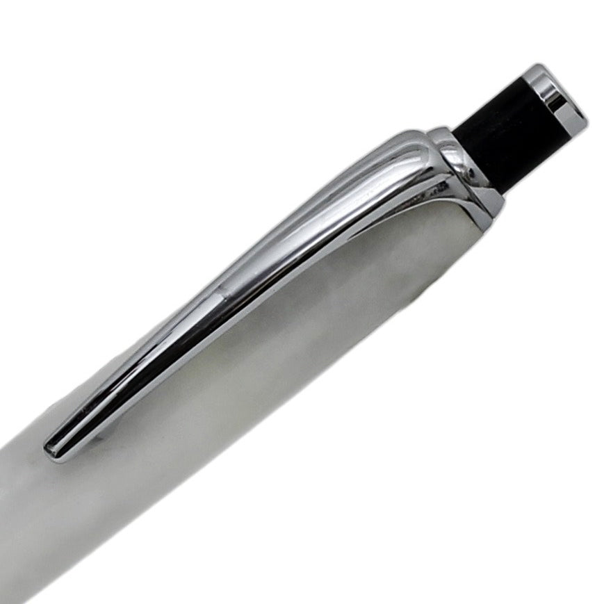 ART-PEN: Handcrafted Luxury Click Pen - Chrome finish with WHITE acrylic hand turned body - tops-selection.shop
