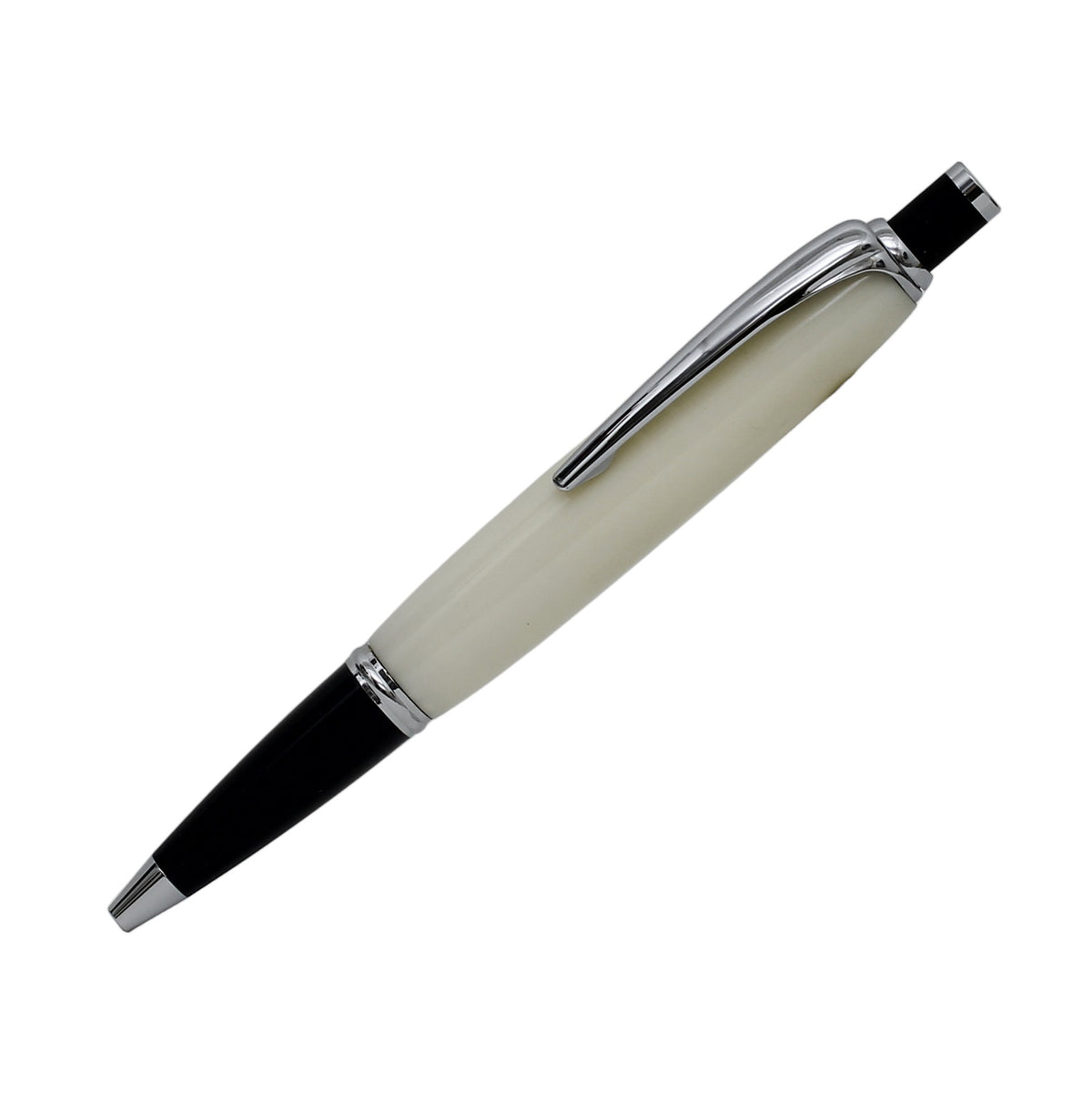 ART-PEN: Handcrafted Luxury Click Pen - Chrome finish with CREAM acrylic hand turned body - tops-selection.shop