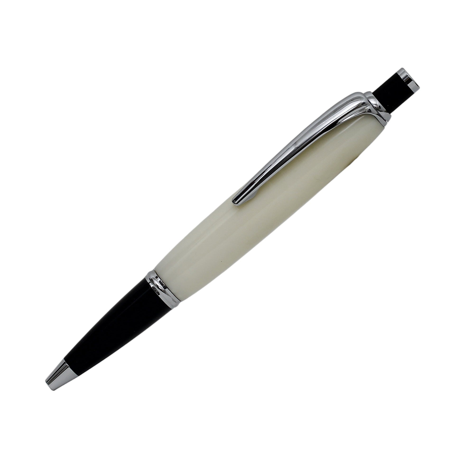 ART-PEN: Handcrafted Luxury Click Pen - Chrome finish with CREAM acrylic hand turned body - tops-selection.shop