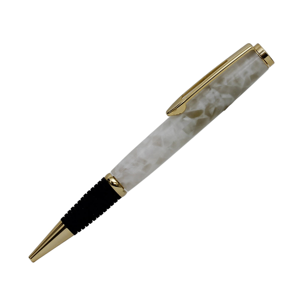 ART-PEN: Handcrafted Luxury Twist Rollerball Pen - GOLD with ACQUAPEARL acrylic hand turned body - tops-selection.shop