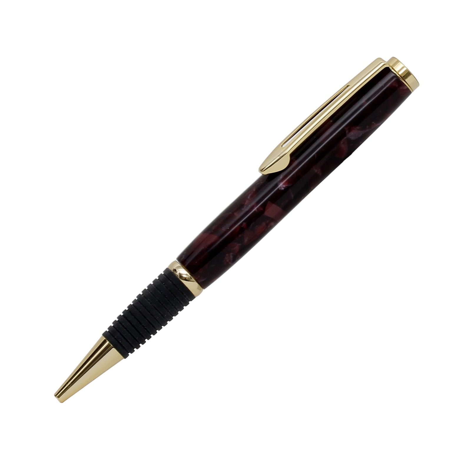 ART-PEN: Handcrafted Luxury Twist Rollerball Pen - GOLD with BROWN ACQUAPEARL acrylic hand turned body - tops-selection.shop