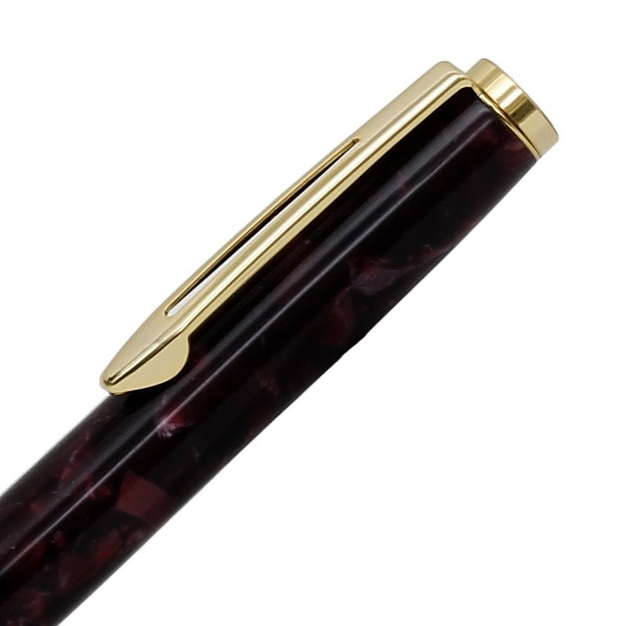 ART-PEN: Handcrafted Luxury Twist Rollerball Pen - GOLD with BROWN ACQUAPEARL acrylic hand turned body - tops-selection.shop