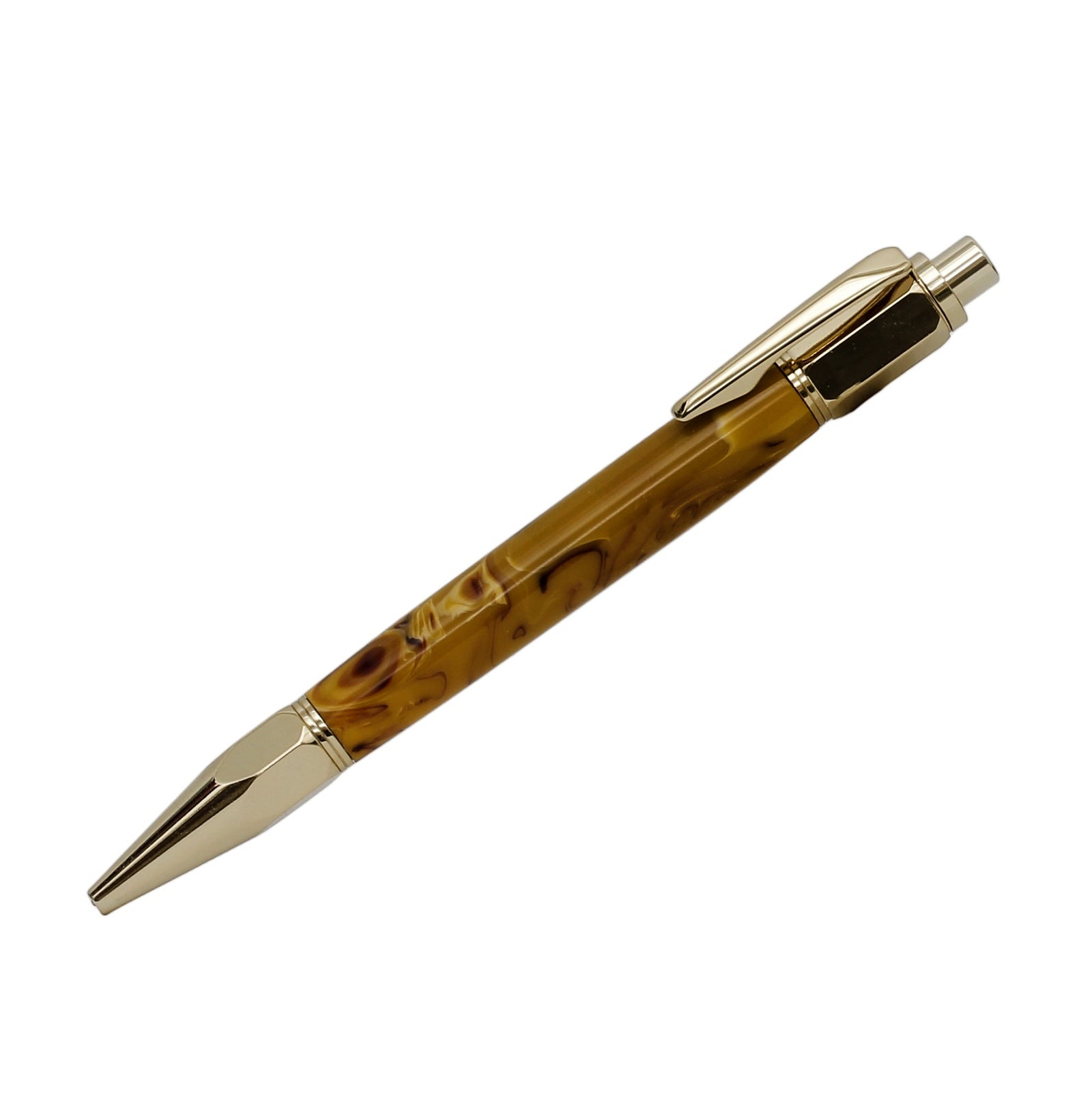 ART-PEN: Handcrafted Luxury Twist Rollerball Pen - Chrome with MIX BROWN acrylic hand turned body - tops-selection.shop