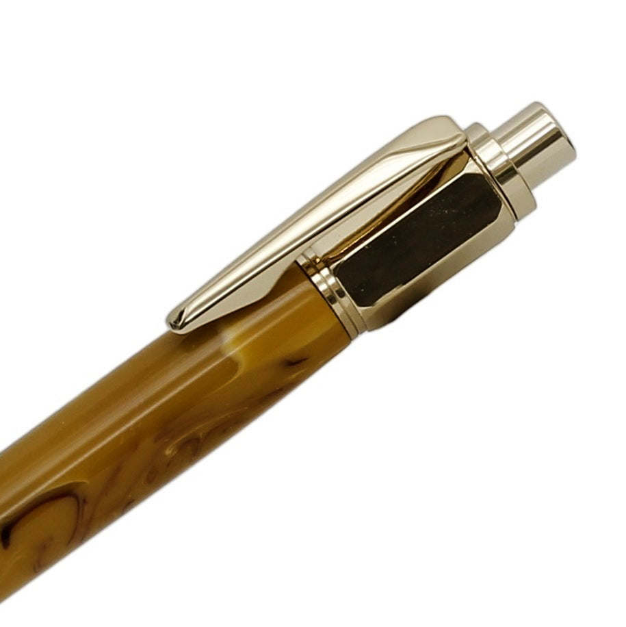 ART-PEN: Handcrafted Luxury Twist Rollerball Pen - Chrome with MIX BROWN acrylic hand turned body - tops-selection.shop