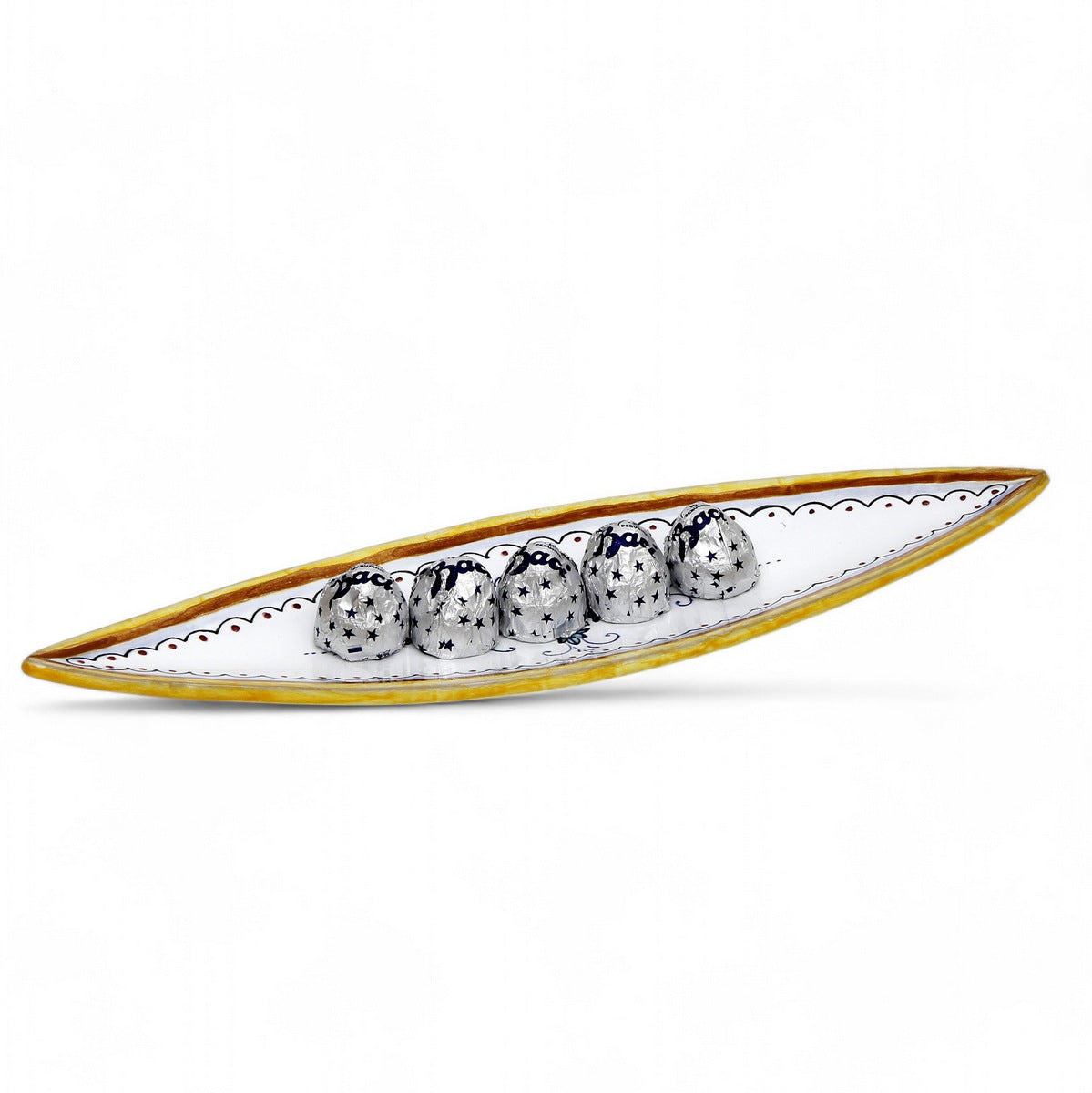 LOVE.ly Deruta Slim Oval multi purpose small tray with 5 Baci Perugina - RICCO DERUTA design