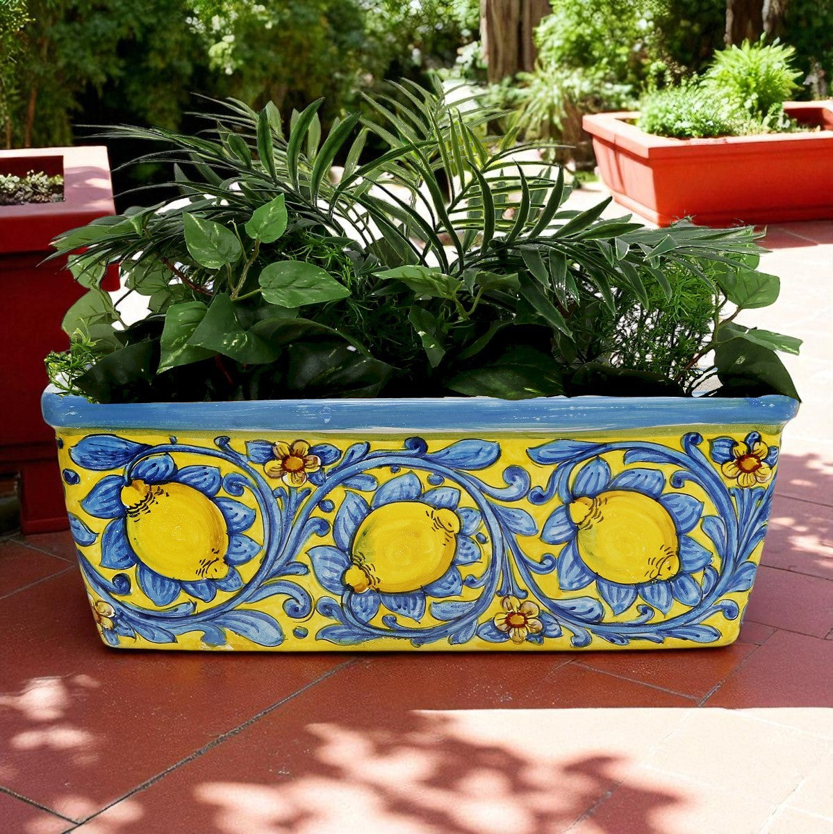 TOSCANA PLANTER: Rectangular Tuscan Jardiniere - Strong Terracotta indoor/outdoor - CAPRI Design