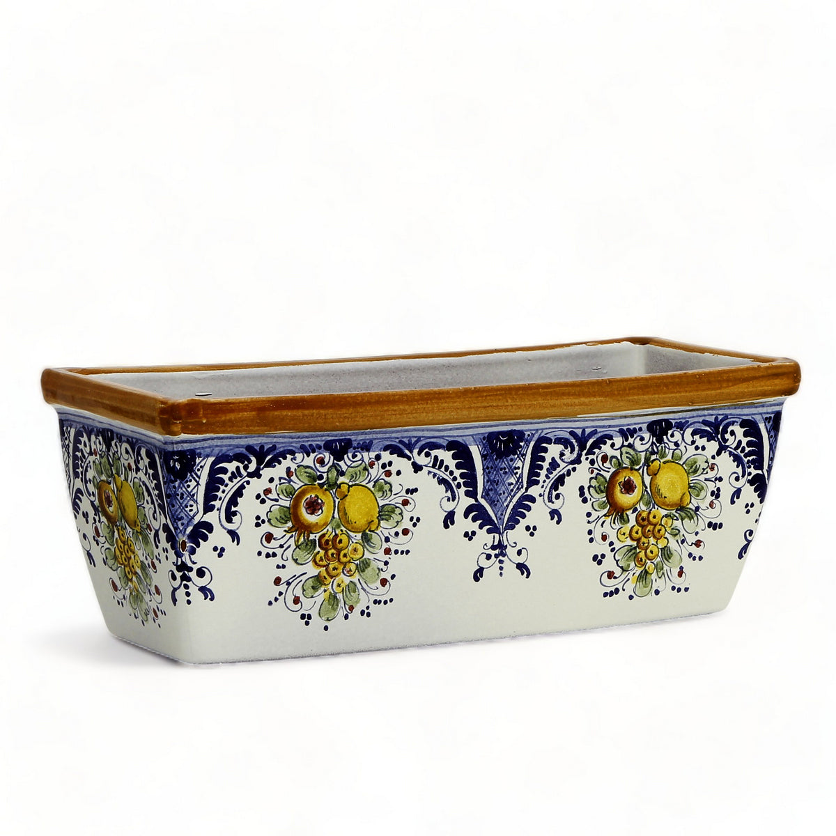TOSCANA PLANTER: Rectangular Tuscan Jardiniere - Strong Terracotta indoor/outdoor - Fruttina Retina Blu