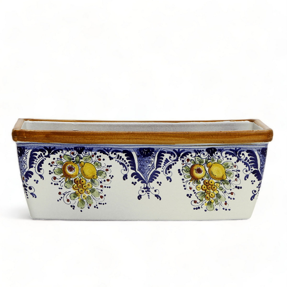 TOSCANA PLANTER: Rectangular Tuscan Jardiniere - Strong Terracotta indoor/outdoor - Fruttina Retina Blu
