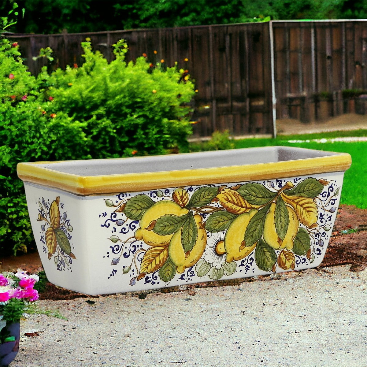 TOSCANA PLANTER: Rectangular Tuscan Jardiniere - Strong Terracotta indoor/outdoor - Positano Design