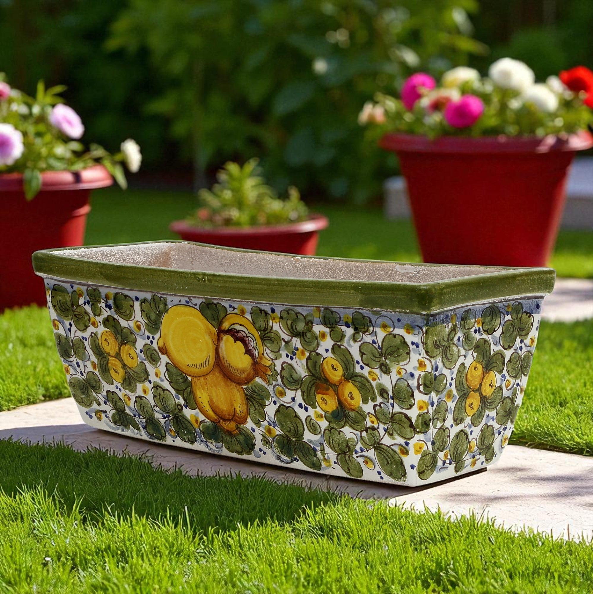 TOSCANA PLANTER: Rectangular Tuscan Jardiniere - Strong Terracotta indoor/outdoor - Tuscania Design