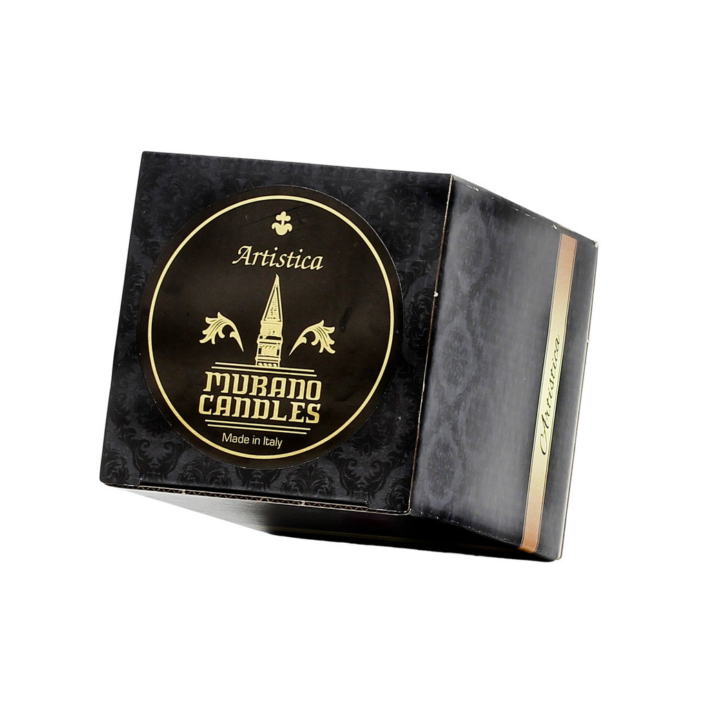 HOLIDAYS MURANO CANDLE: Authentic Murano Glass Tumbler in RED Murrina Style (15 Oz.) - tops-selection.shop