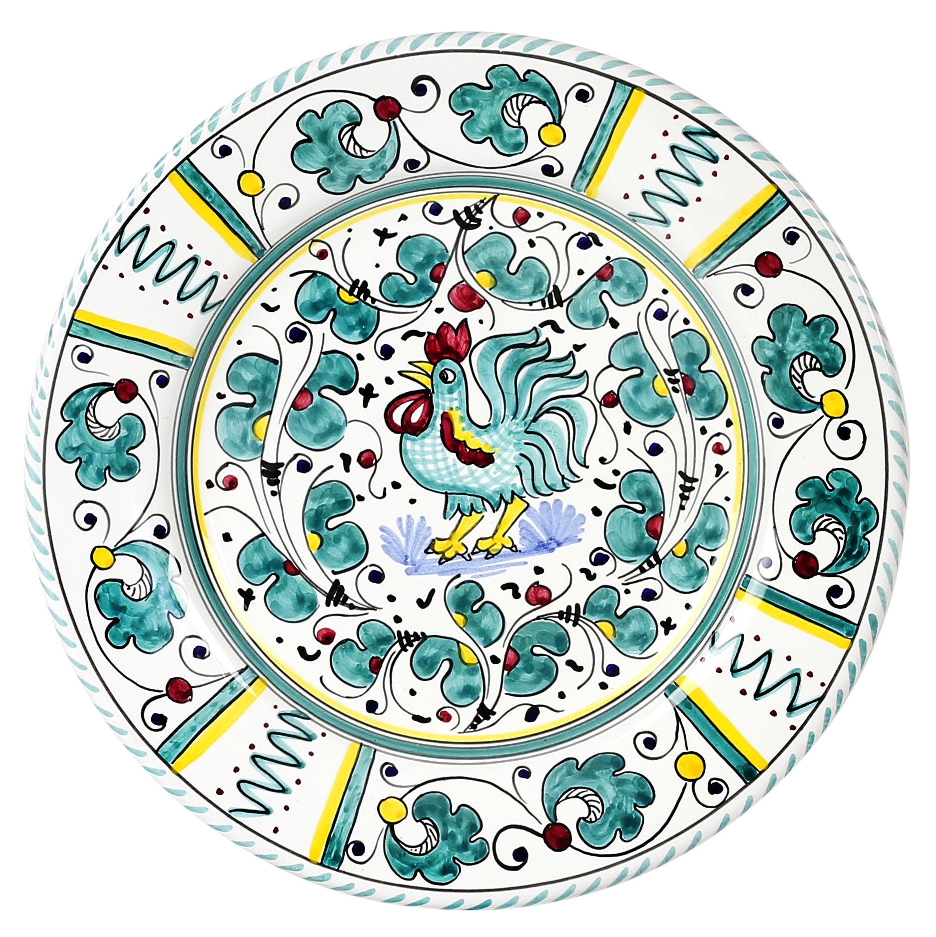 ORVIETO GREEN ROOSTER: Dinner plate (11 D) - tops-selection.shop