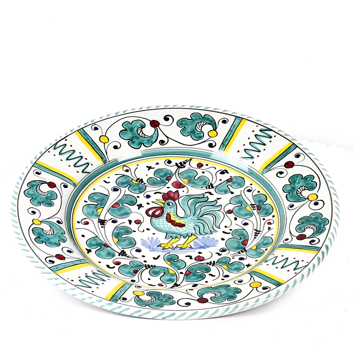 ORVIETO GREEN ROOSTER: Dinner plate (11 D) - tops-selection.shop