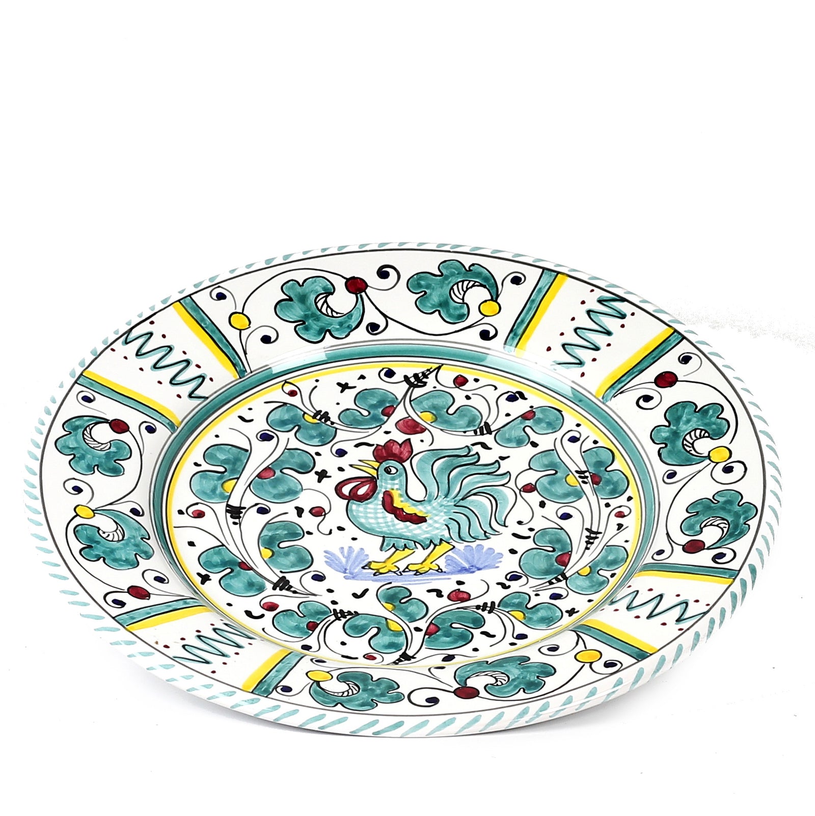 ORVIETO GREEN ROOSTER: Dinner plate (11 D) - tops-selection.shop