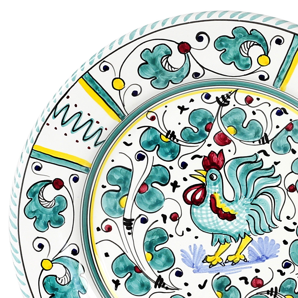 ORVIETO GREEN ROOSTER: Dinner plate (11 D) - tops-selection.shop