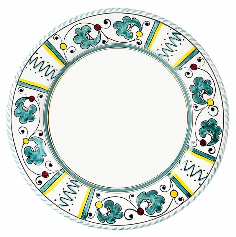 ORVIETO GREEN ROOSTER: 4 Pieces Place Setting - White center - tops-selection.shop