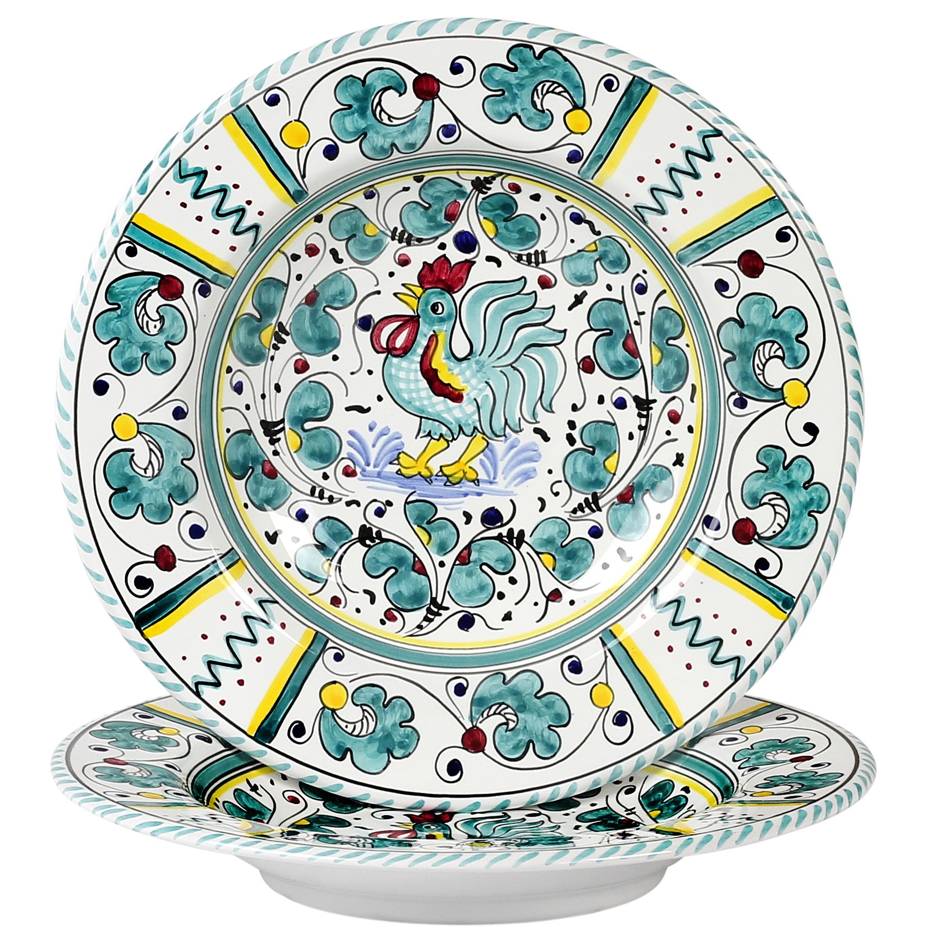 ORVIETO GREEN ROOSTER: Pasta Soup bowl (10 D) - tops-selection.shop