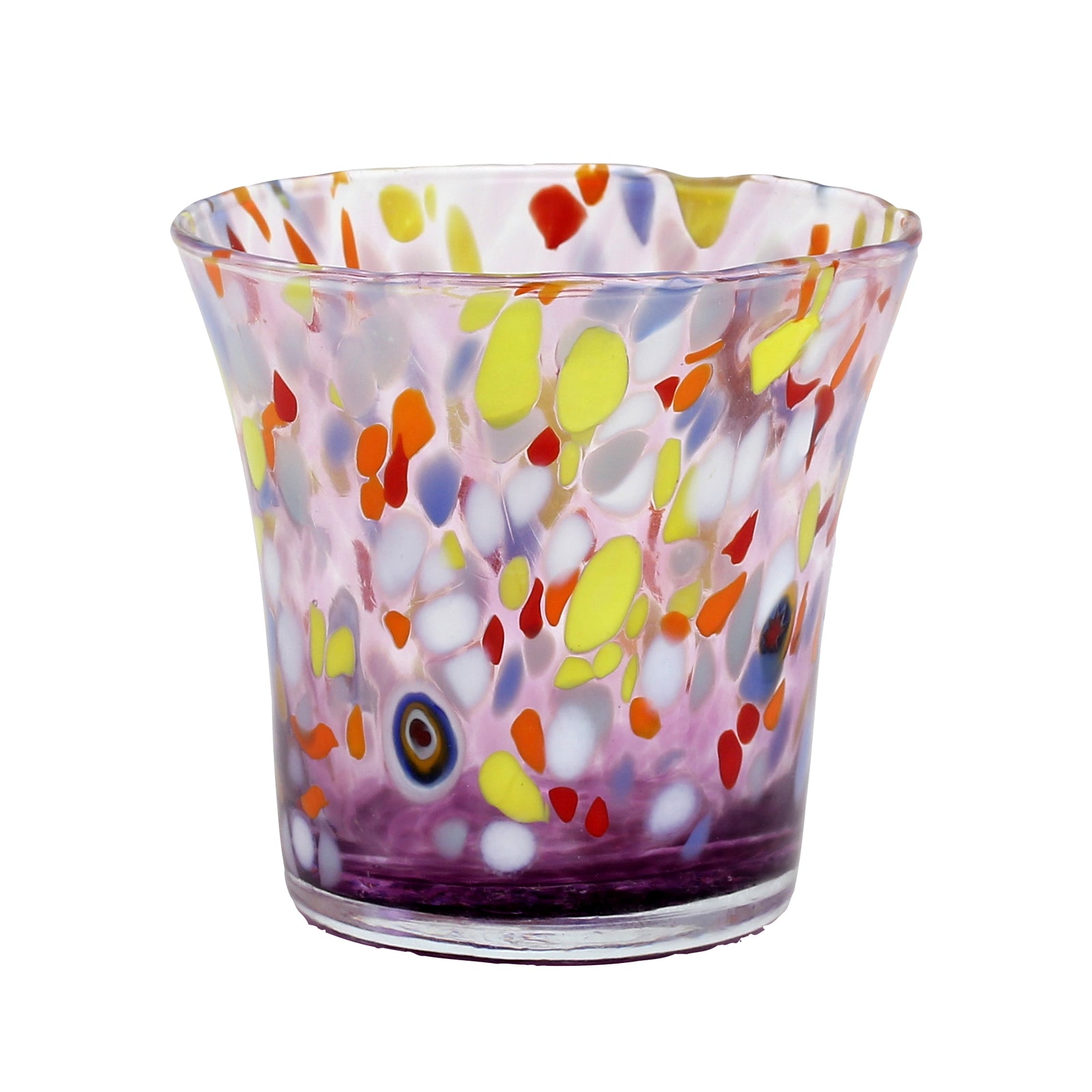 MURANO MURRINA STYLE: Drinkware Flared Tumbler fully hand made (Purple Mix) - tops-selection.shop