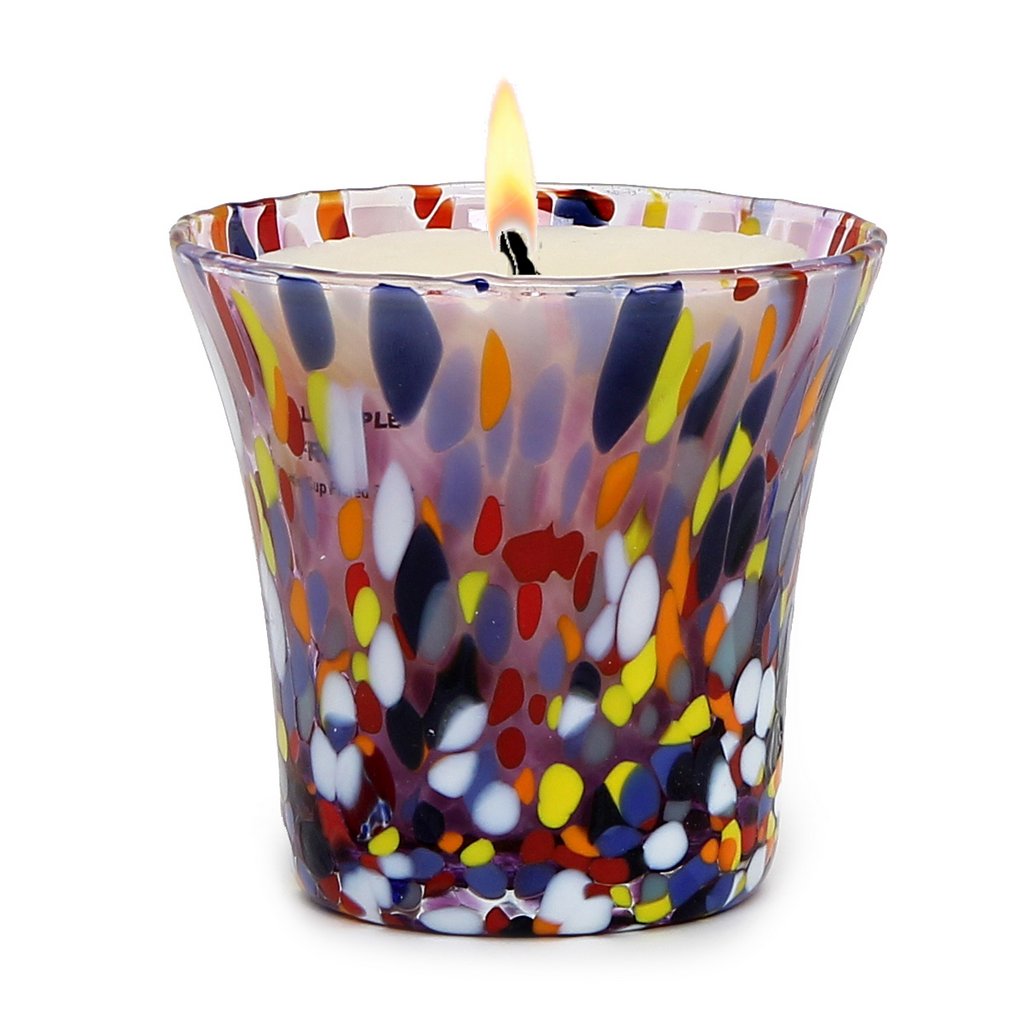 ITALIAN GLASS: Murano Style Flared Candle (Purple Mix) - tops-selection.shop