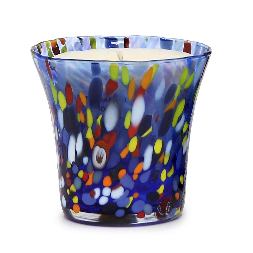 ITALIAN GLASS: Murano Style Flared Candle (Blue Mix) - tops-selection.shop
