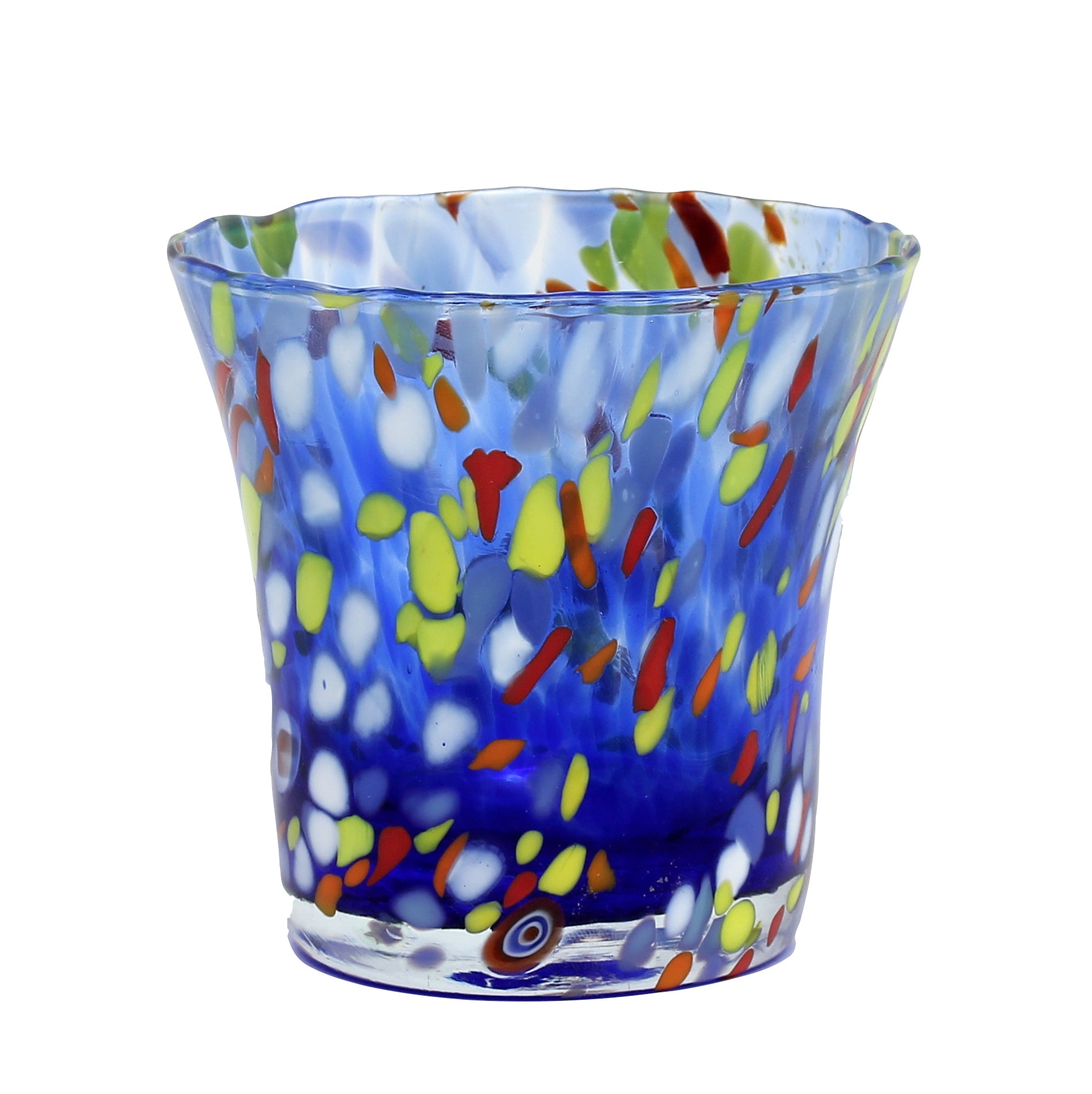 MURANO MURRINA STYLE: Drinkware Flared Tumbler fully hand made (Blue Mix) - tops-selection.shop