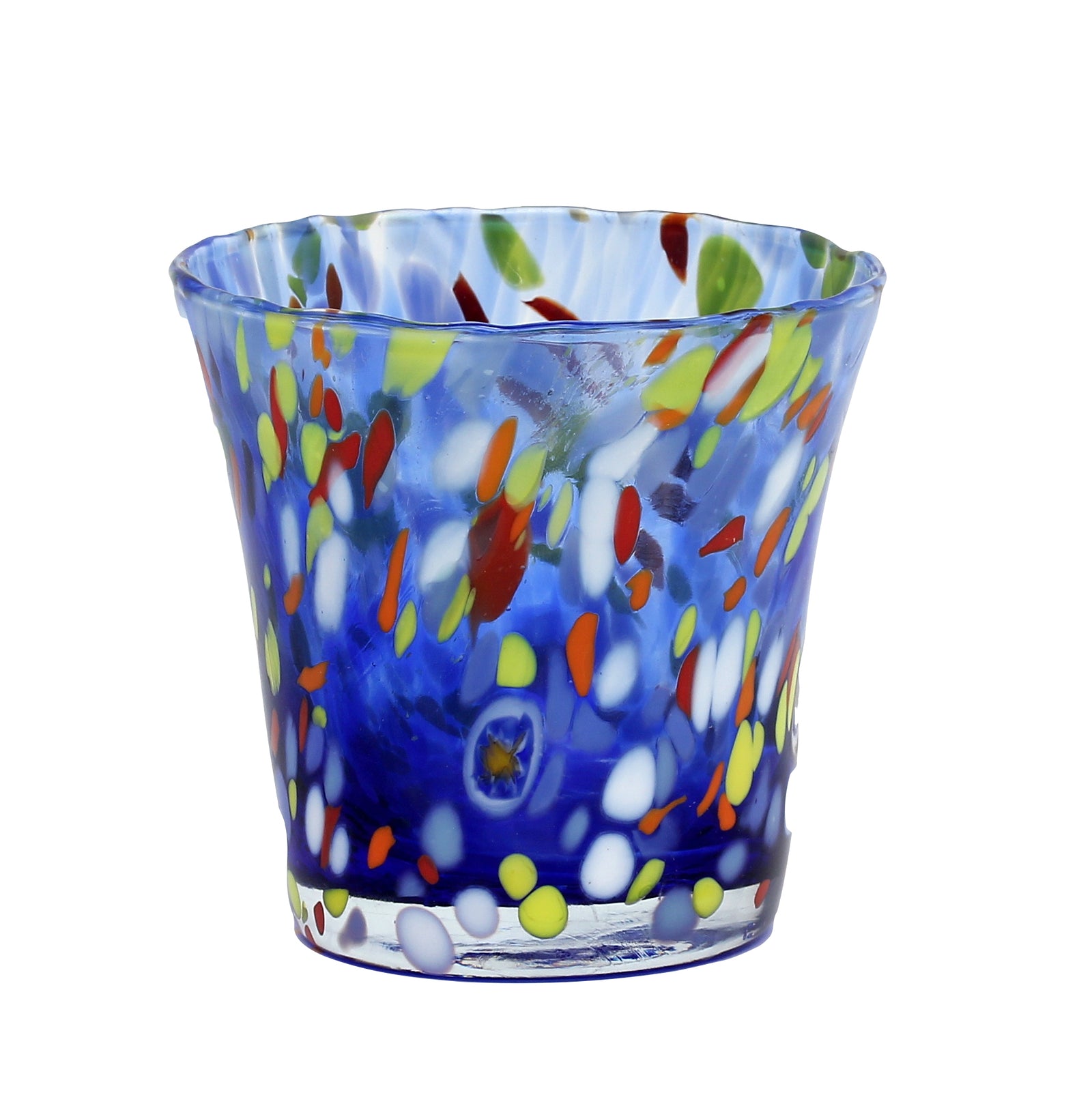MURANO MURRINA STYLE: Drinkware Flared Tumbler fully hand made (Blue Mix) - tops-selection.shop