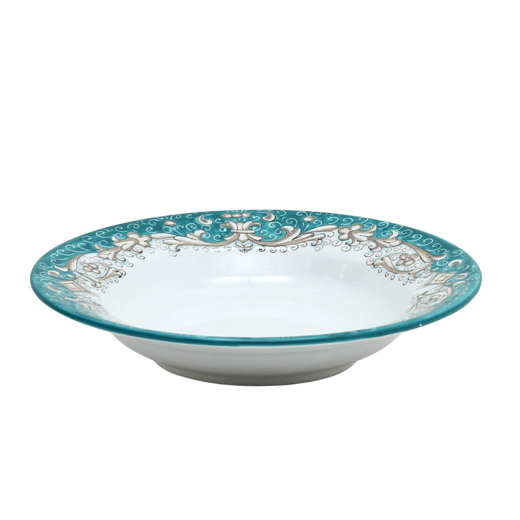DERUTA COLORI: Pasta/Soup Rim Plate - AQUA/TEAL - tops-selection.shop