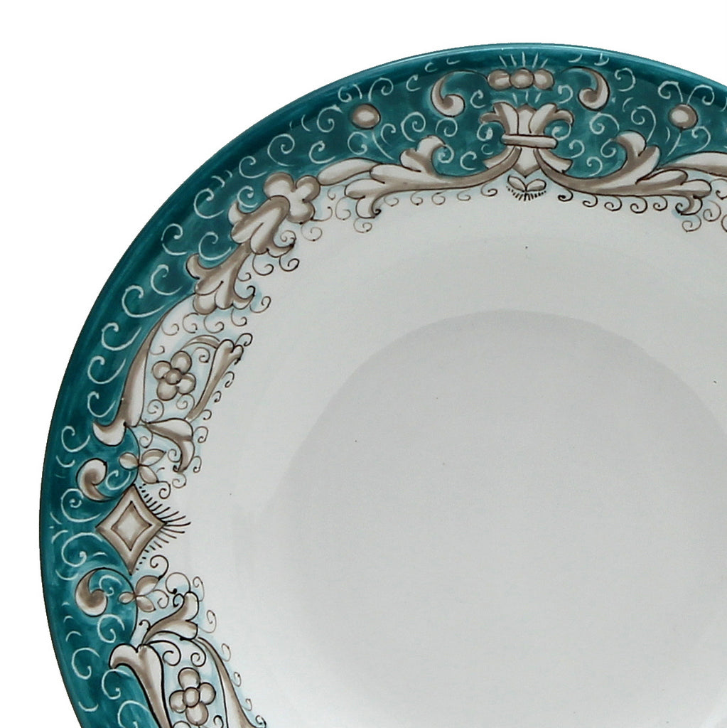 DERUTA COLORI: Pasta/Soup Rim Plate - AQUA/TEAL - tops-selection.shop