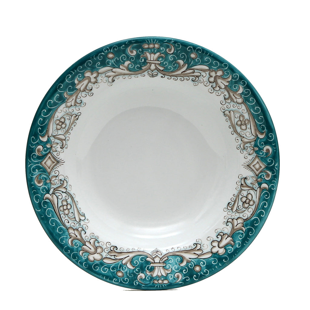 DERUTA COLORI: Pasta/Soup Rim Plate - AQUA/TEAL - tops-selection.shop