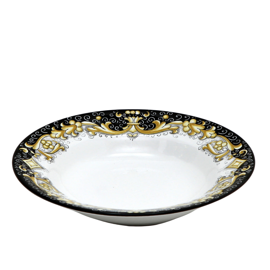 DERUTA COLORI: Pasta/Soup Rim Plate - BLACK/GOLD - tops-selection.shop