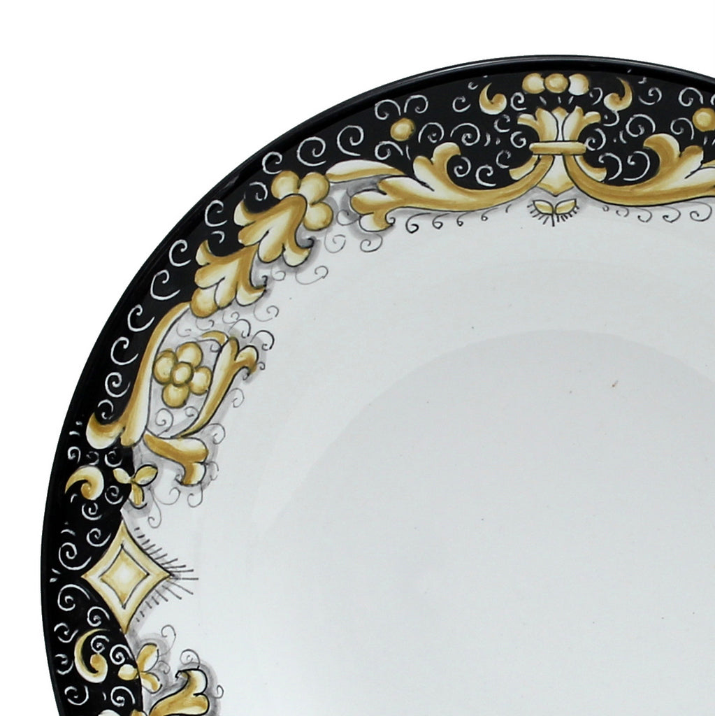 DERUTA COLORI: Pasta/Soup Rim Plate - BLACK/GOLD - tops-selection.shop