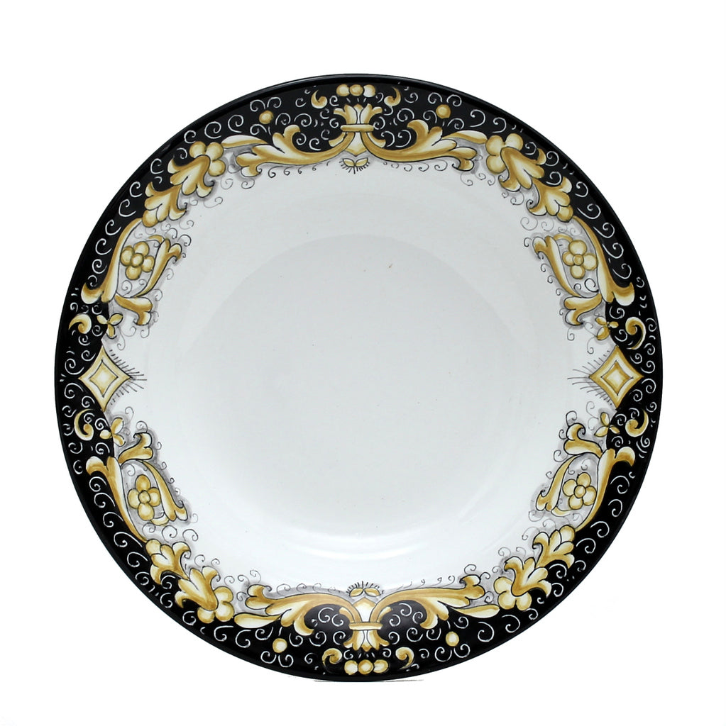 DERUTA COLORI: Pasta/Soup Rim Plate - BLACK/GOLD - tops-selection.shop