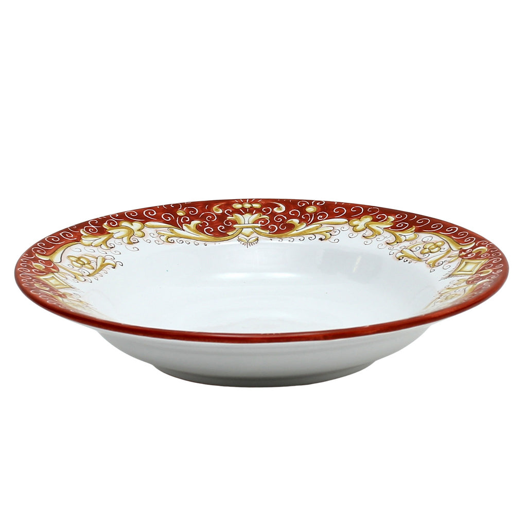 DERUTA COLORI: Pasta/Soup Rim Plate - CORAL RED - tops-selection.shop
