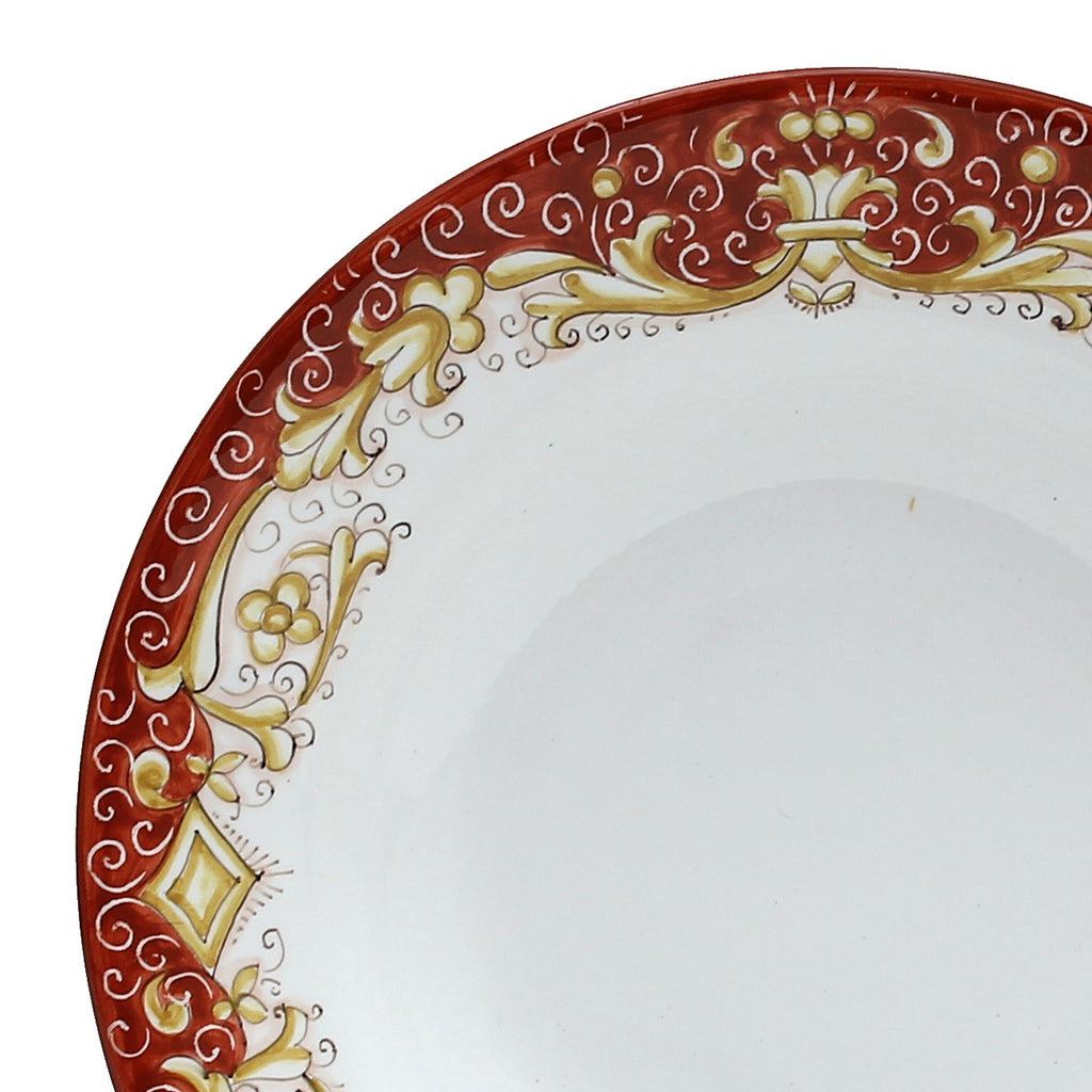 DERUTA COLORI: Pasta/Soup Rim Plate - CORAL RED - tops-selection.shop