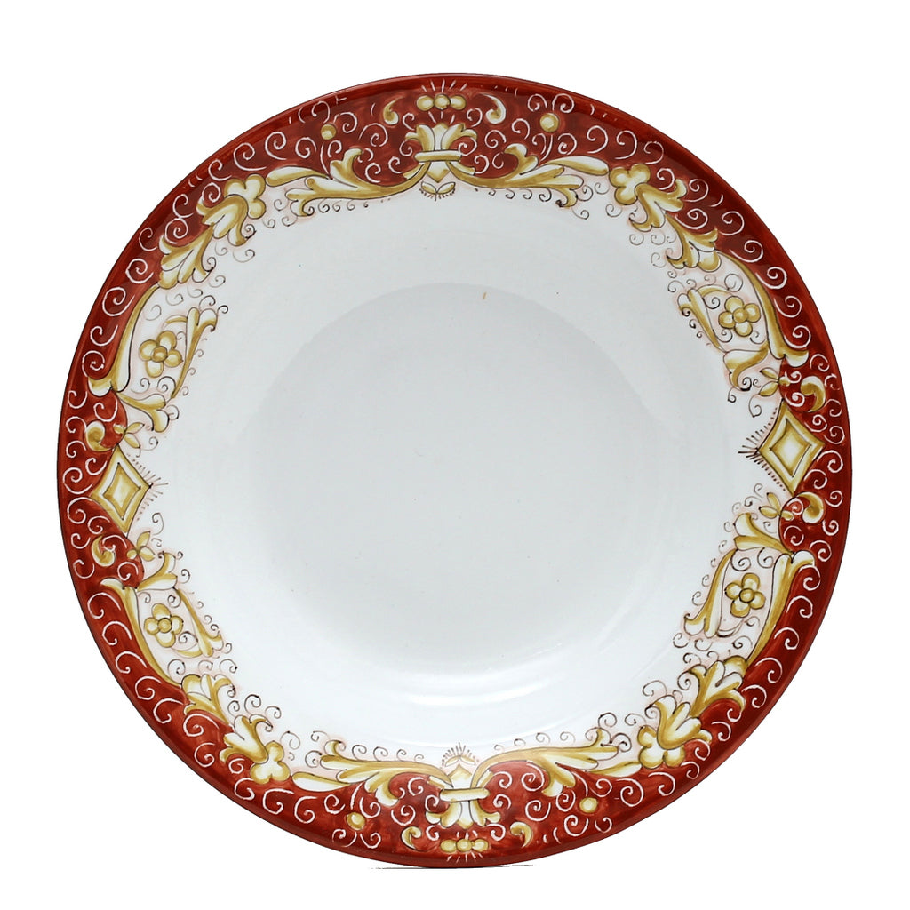 DERUTA COLORI: Pasta/Soup Rim Plate - CORAL RED - tops-selection.shop