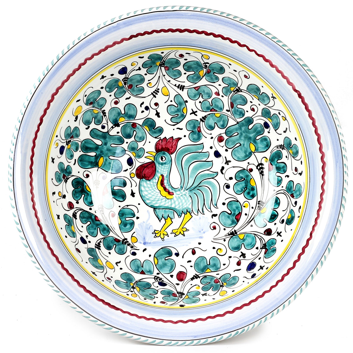 ORVIETO GREEN ROOSTER: Large Pasta/Salad Serving Bowl - tops-selection.shop