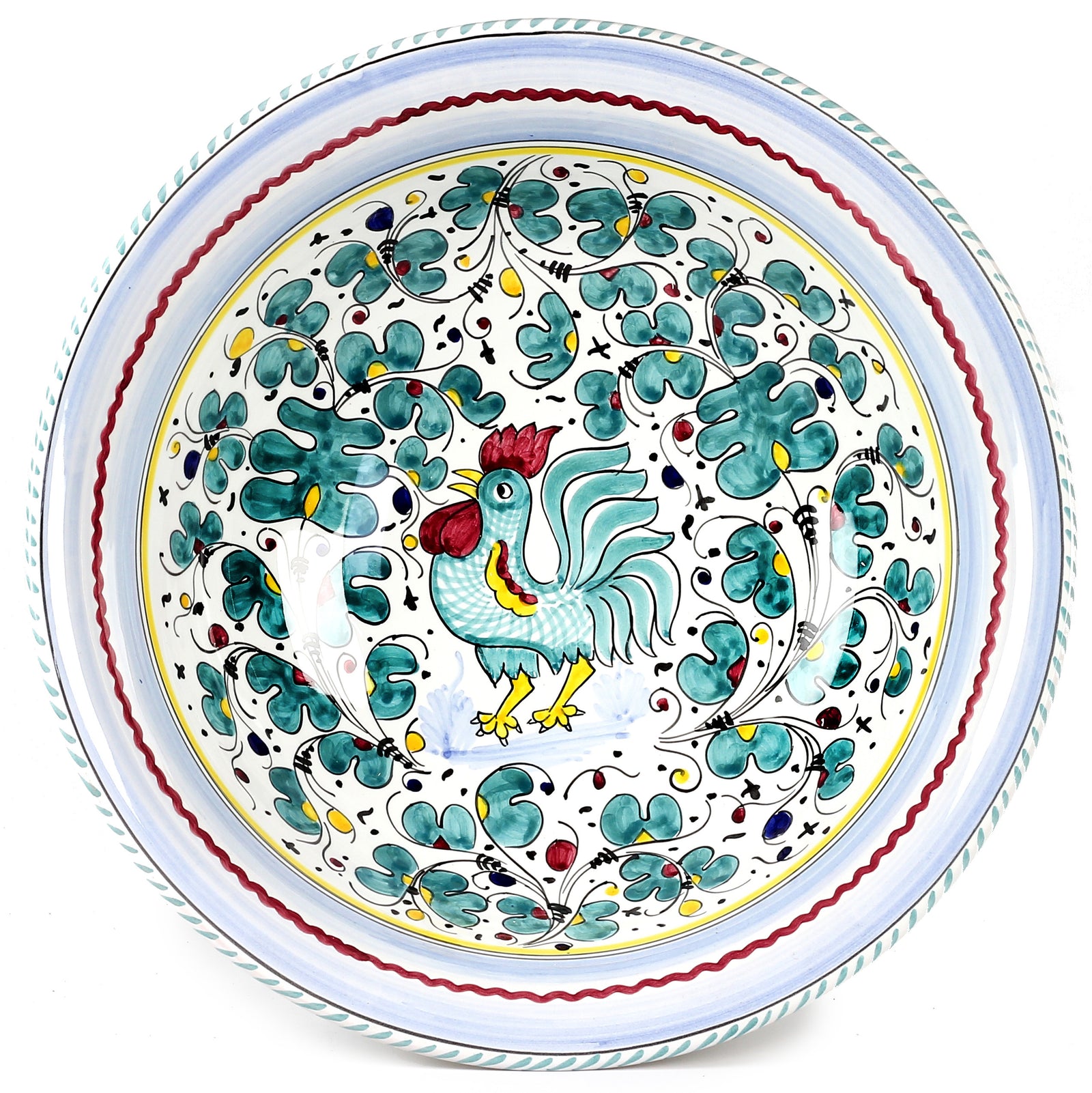 ORVIETO GREEN ROOSTER: Large Pasta/Salad Serving Bowl - tops-selection.shop