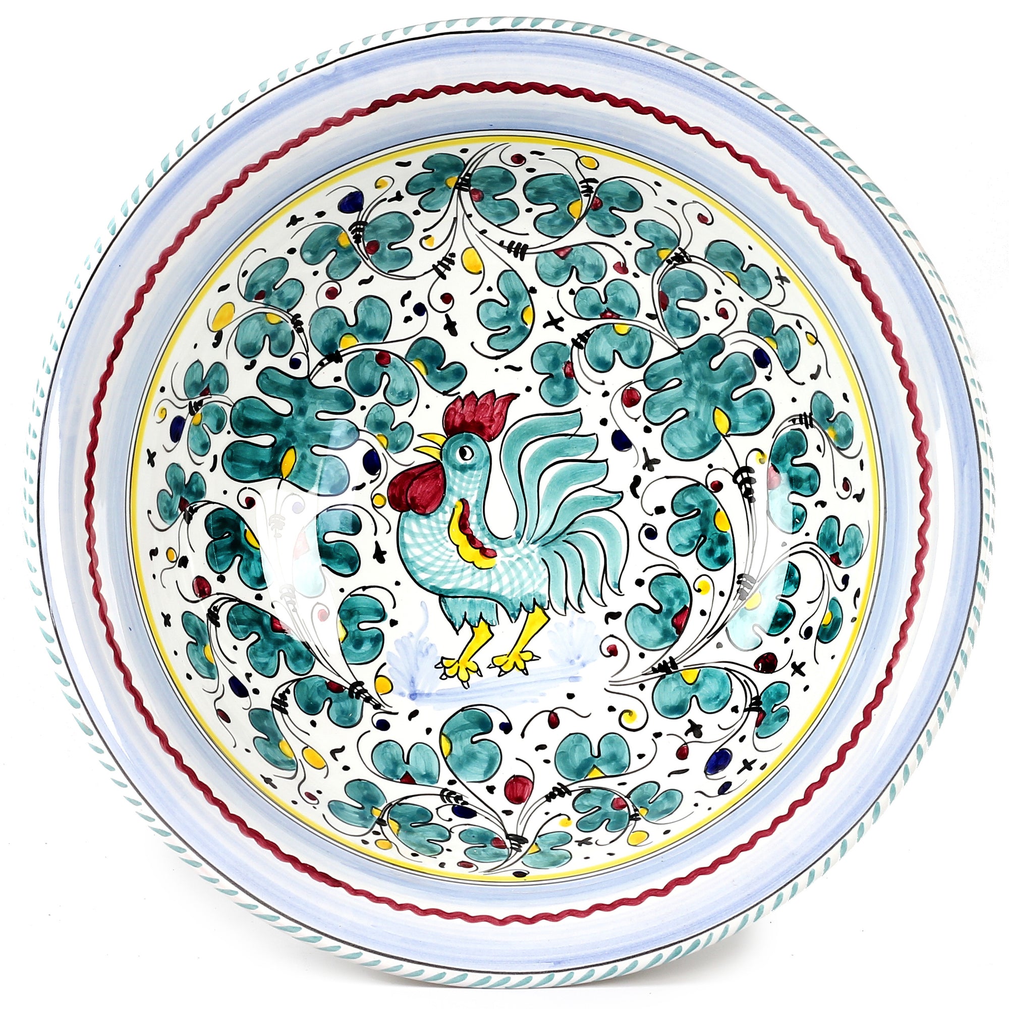 ORVIETO GREEN ROOSTER: Large Pasta/Salad Serving Bowl - tops-selection.shop